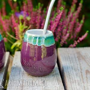 ręczne wykonanie ceramika ceramiczne naczynie do yerba mate/ violet / matero ceramiczne