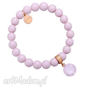 sotho jasnoróżowa pastelowa bransoletka perły swarovski crystal z kryształem