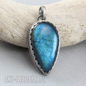 Labradoryt niebieski i srebro - wisior 1980a