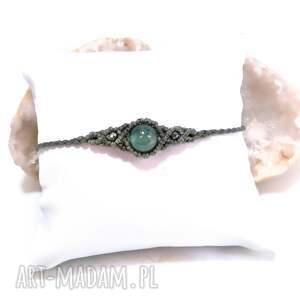 uno agat w makramie zielona bransoletka regulowana pleciona mikro makrama