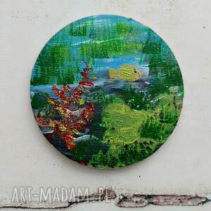 Prezent Magnes drewniany na lodówkę malowany akrylem, akwarium, rafa