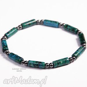 turkus i hematyt, minimalistyczna, męska, gumka, prezent