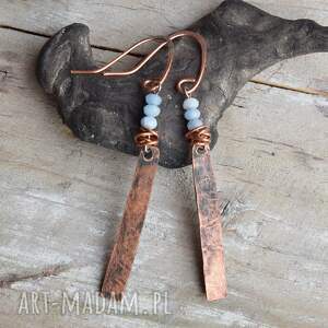 aleksandrab kolczyki z kutej, oksydowanej miedzi i akwamarynu /3/ biżuteria