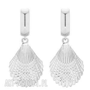 srebrne kolczyki z muszlą, 925 modne duże