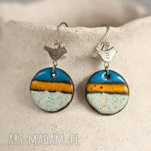 kolczyki z ptaszkiem ceramiczne