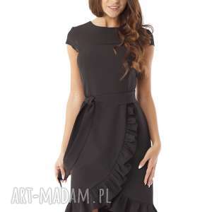 sukienki elegancka sukienka falbaną czarna 003