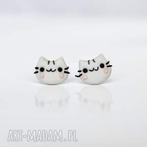 Kolczyki Pusheen - klasyczne kotki 1 cm, prezent dla kociary