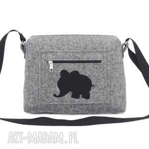 ręcznie wykonane na ramię small bag with black elephant
