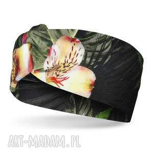 lekka opaska wiosenna z bawełny w liście i kwiaty na głowę