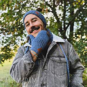 Męskie “Ciemny niebieski”, rękawiczki merino