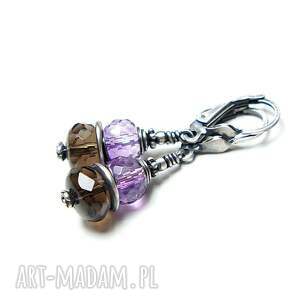 Śliwki w czekoladzie vol. 8 - kolczyki, kamienie naturalne, minerały, ametysty, kwarc dymny, srebro 925
