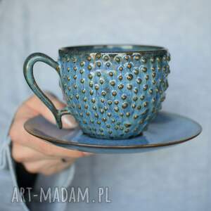 handmade ceramika filiżanka morska liczi blues:) 270ml