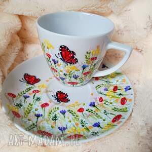 kubki komplet letniej łąki filiżanka 350 ml ręcznie malowany, malowana