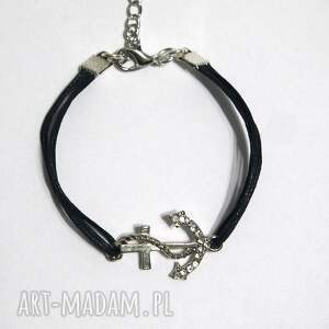 bransoletka - kotwica, krzyżyk 2 sznureczki, kryształki, sznurkowa niej