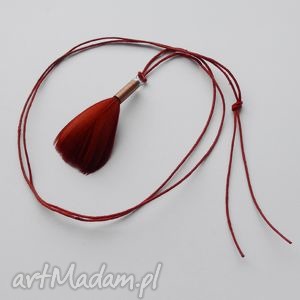 Piórko wisior z miedzi na sznurku - handmade z piórami art-Madam.pl
