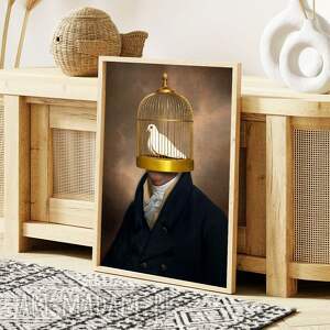 plakat w złotej klatce - format 61x91 cm salonu