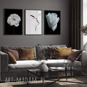zestaw plakatów 50x70 cm kwiaty i kobieta set179, tryptyk, plakaty