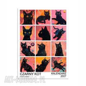 Kalendarz 2027 Czarny Kot 15x21 cm dla kociary