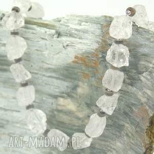 naszyjnik - kryształ górski, muszla tęczowa, biżuteria autorska, naszyjnik
