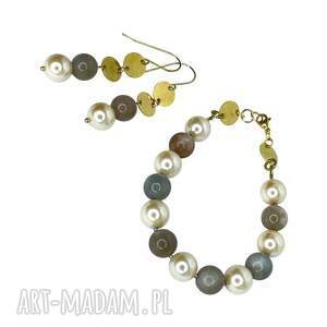 Bransoletka i kolczyki z kamieniem księżycowym i słonecznym c1290