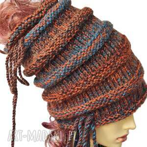 Kolorowa czapka na dredy i loki - oversized handmade