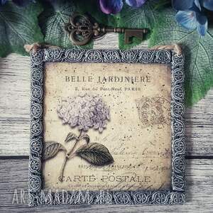 dekoracyjny obrazek decoupage belle jardiniere vintage, kwiaty, shabby chic