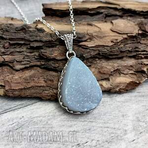 srebrzyste drobinki, srebro 925, naszyjnik srebrny łezka, druza agatowa