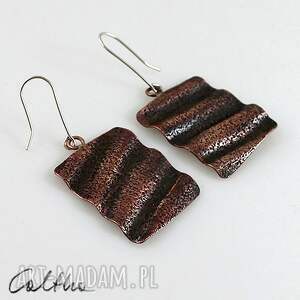 Fale - miedziane kolczyki (lub klipsy) (1310 01) ooak