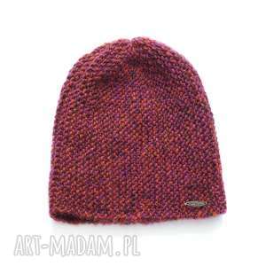 Czapka #31, wełna, alpaka, melanżowa, dziergana