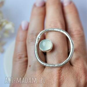 geometryczny pierścionek z agatem pierścień minerałem, biżuteria minerałami