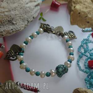 Bransoletka Turkus i Perły bra23.51, turkusowa biżuteria