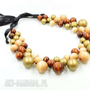 naszyjniki kleopatra drewniane korale kolia, świąteczne prezenty