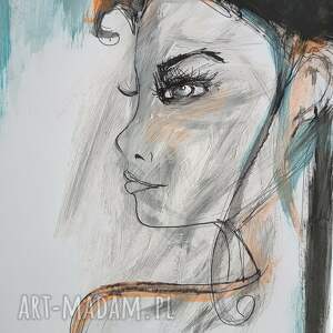Autorska grafika kobiety A4 - oryginalny obraz handmade