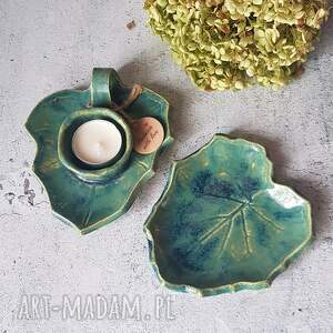 zestaw podstawek ceramicznych świecznik ceramiczne podstawki liście