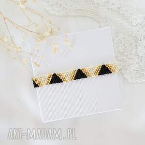 LEI-handmade, Bransoletka geometryczna biżuteria handmade, we wzory, regulowana, szyta ręcznie, styl boho