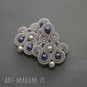 fioletowo szare klipsy sutasz, sznurek, wyjściowe, długie, eleganckie