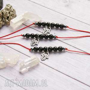 Bransoletka ochronna z onyksu i hamsą - amulet mocy (hematyt) kaktusia