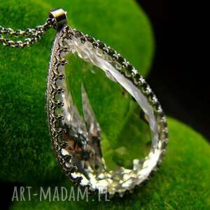 naszyjnik lodowy kropla - kryształ górski srebro unikat m, srebrny