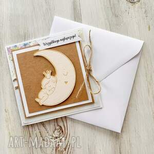kartka z okazji roczku chrztu urodzin - dziewczynka na księżycu, prezent
