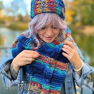 szal merino 50- górski potok szalik z włóczki premium