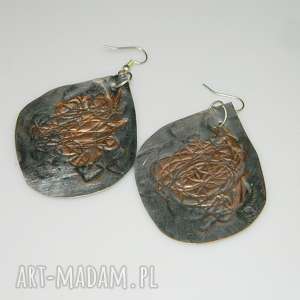 miedziane łezki - k5 kolczyki unikatowa biżuteria, unikalne