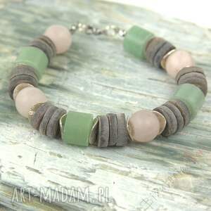 Bransoletka z kwarcem różowym i awenturynem, kwarc różowy