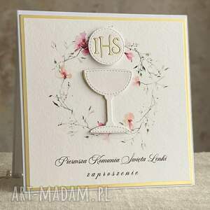 Zaproszenia na komunię z personalizacją, wzór 62d - pierwsza, komunijne, eleganckie, delikatne