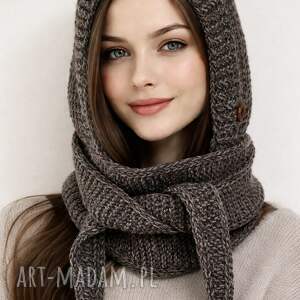 Balaclava kominiarka kaptur z szalikiem zamiast czapki handmade