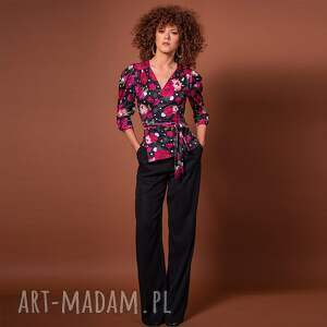 mimi - bluzka kopertowa w kwiaty i grochy kolorowa