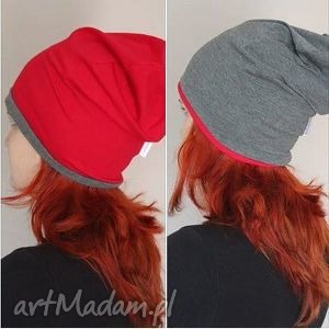 czapka dresowa 2 w 1 dwukolorowa dwustronna - Szary mary