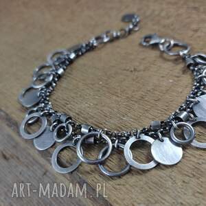 Bransoletka - blaszki, srebro oksydowane, 925