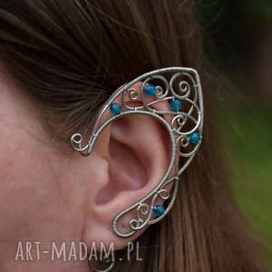 kolczyki oryginalne nausznice uszy elfa kwarc niebieski elfie elfickie uszy wire