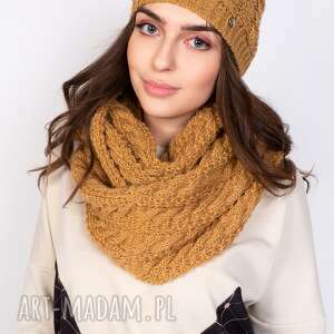 ciepły i stylowy komplet czapka komin - 2 cappuccino prezent, mikołajki