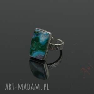 Regulowany z P3, pierścionek - chryzokolą